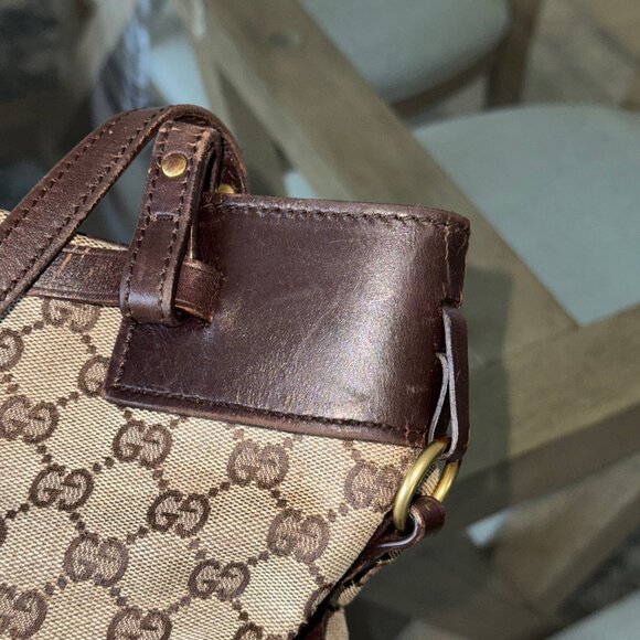 Gucci GG CANVAS Vintage Buckle Tote Brown Small - Picture 8 of 15